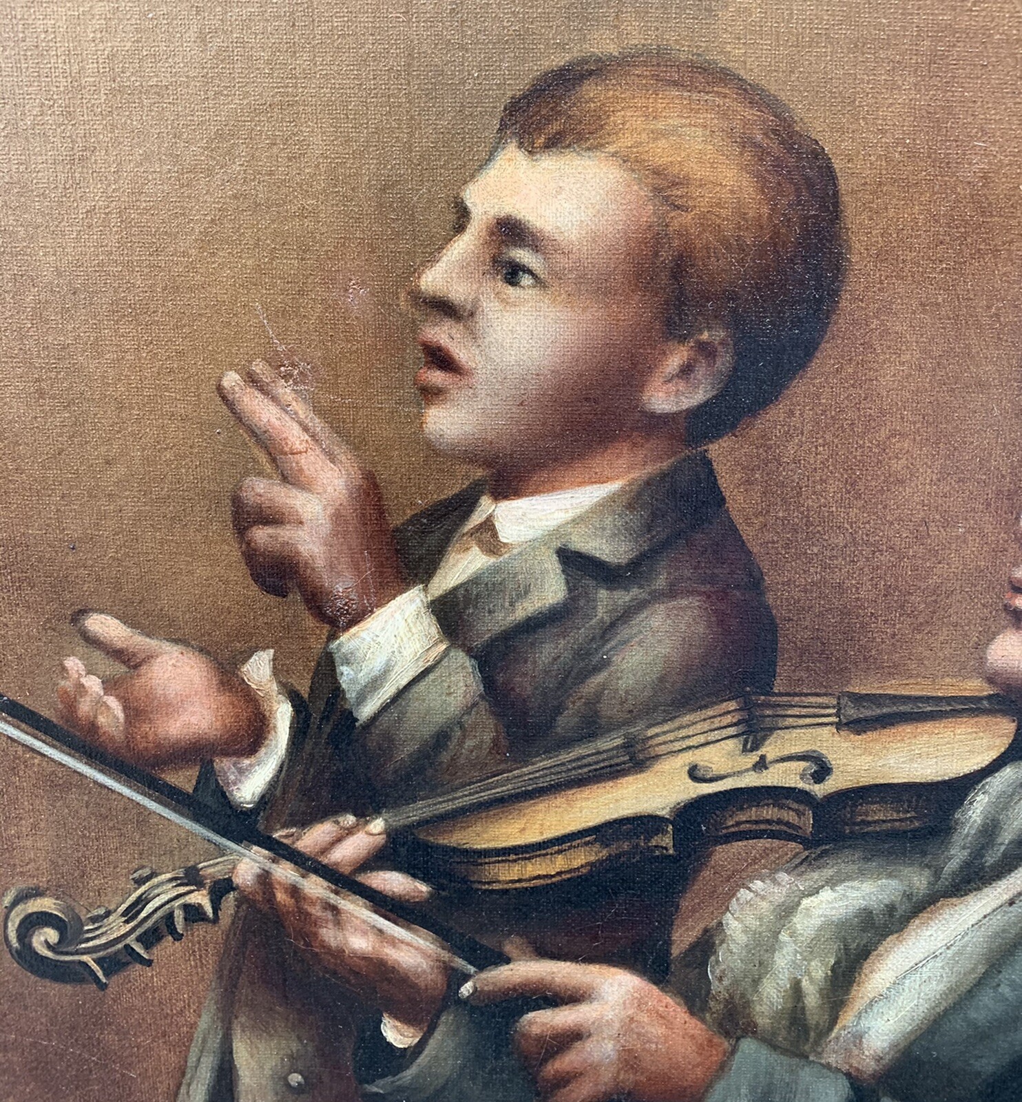 R . GREISSER 1884 DATED GERMAN ARTIST OIL ON CANVAS » MUSIC LESSON » PAINTING