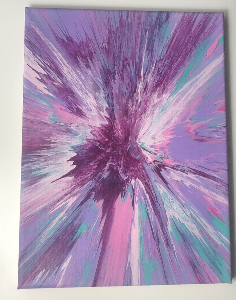 Canvas Wall Art, Handmade with Spin Art, 12″ x 9″ Stretched on Wooden Frame