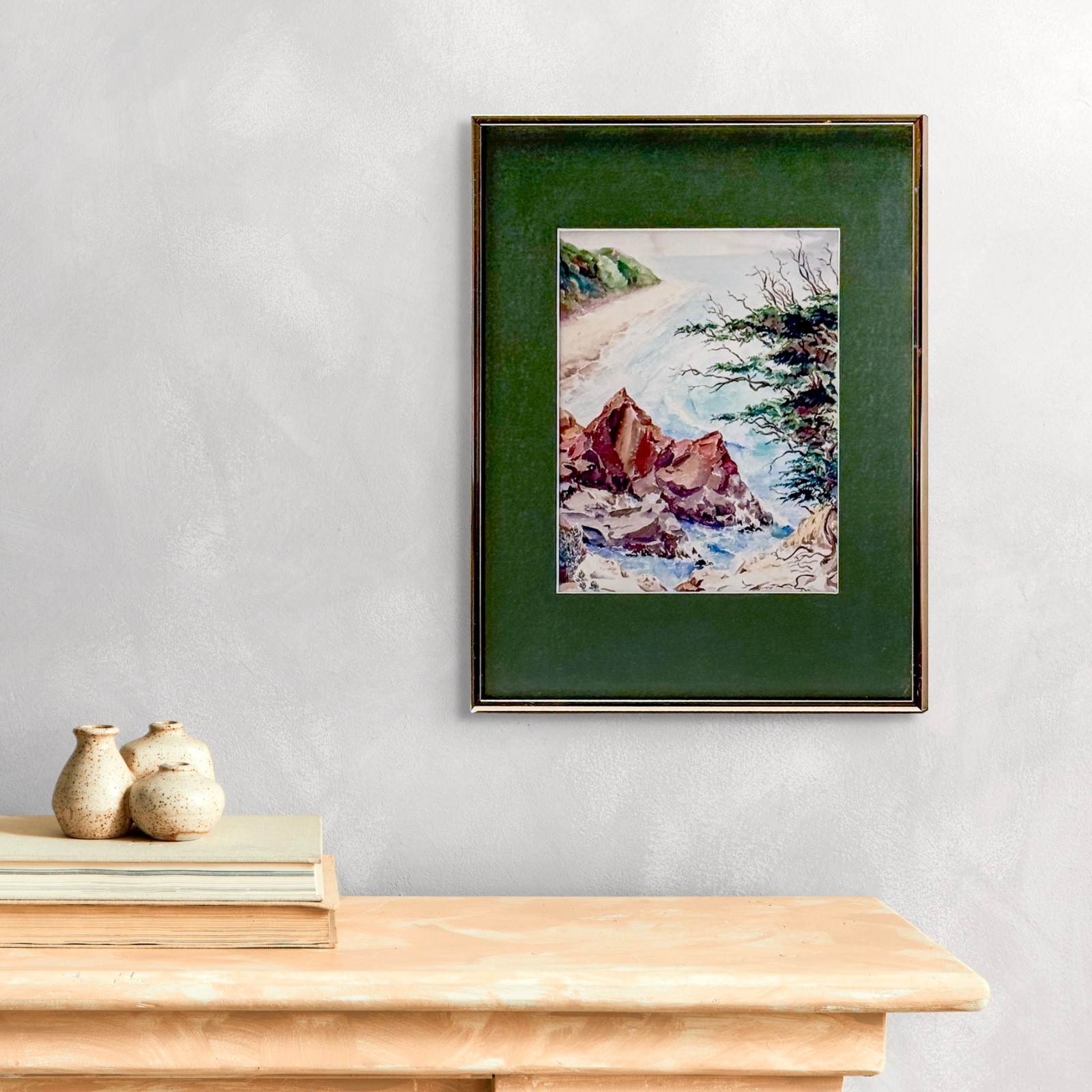 Vintage California Coast Original Watercolor by William Hawksley – Seascape