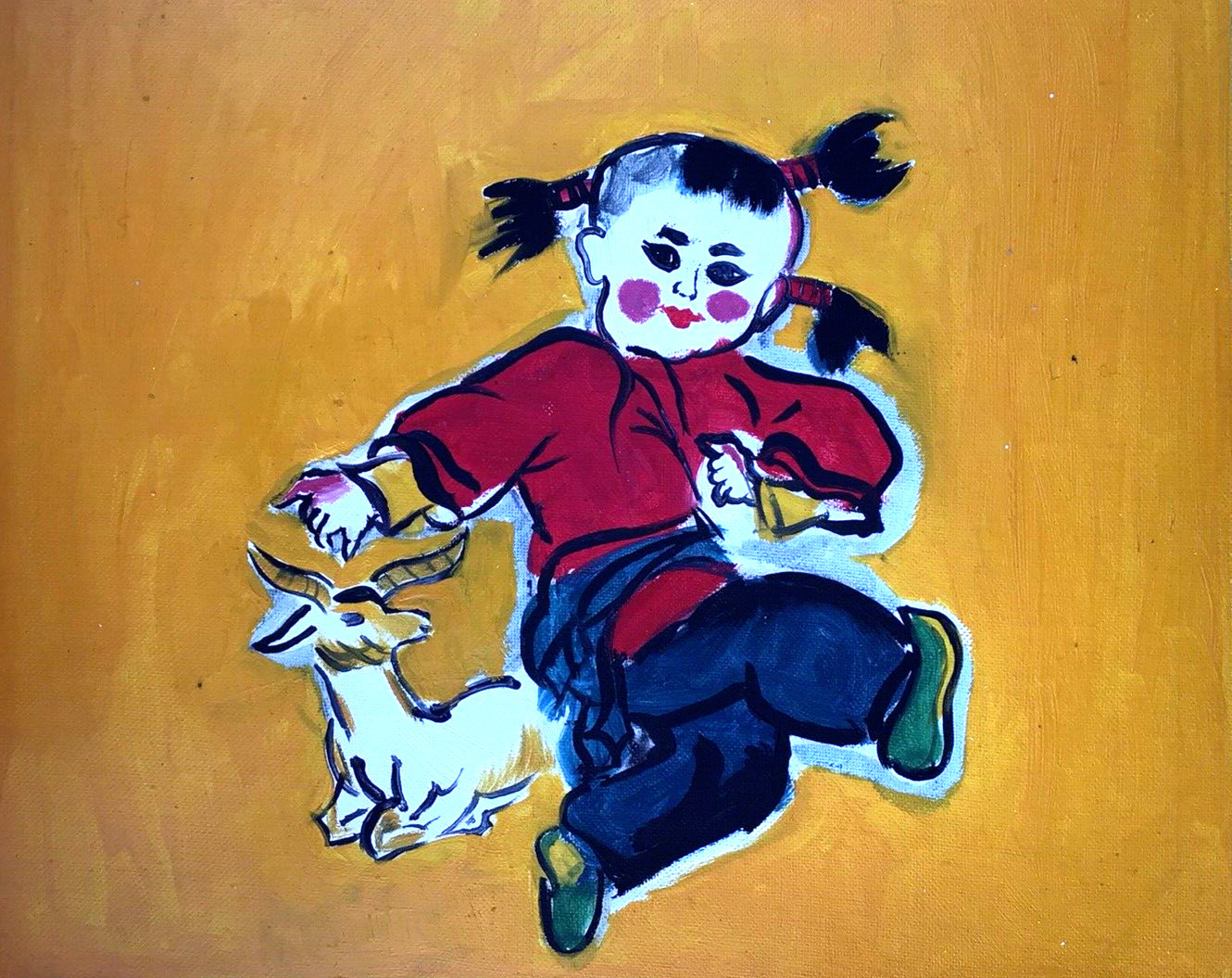 Set Of 7-10″x8″ 100% Hand Painted Oil Painting on Canvas-Chinese New Year Kids
