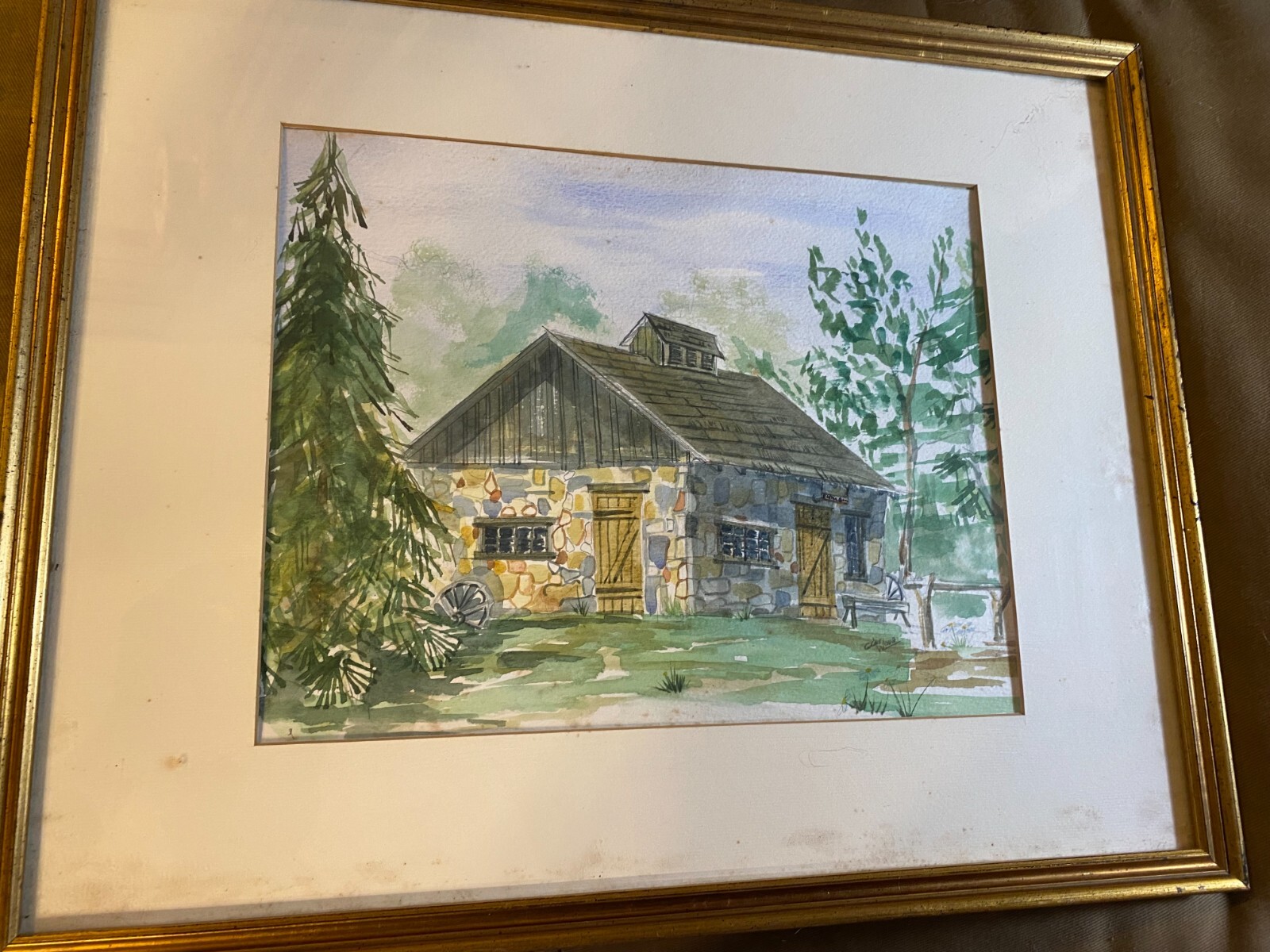 Gene Wood «Blacksmith Shop, Newlin Grist Mill» Watercolor Painting-Signed/Framed