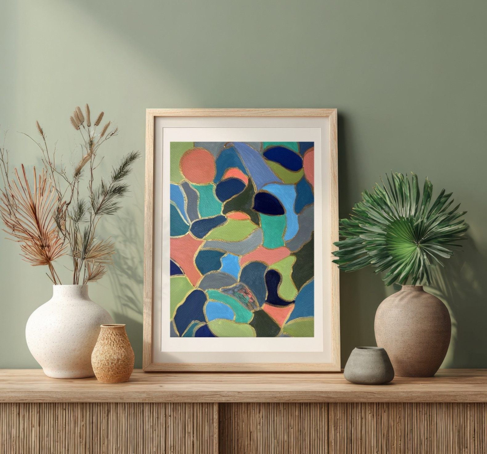 Painting Original Colorful Abstract Art Matted 11×14 Modern Acrylic Jimarieart