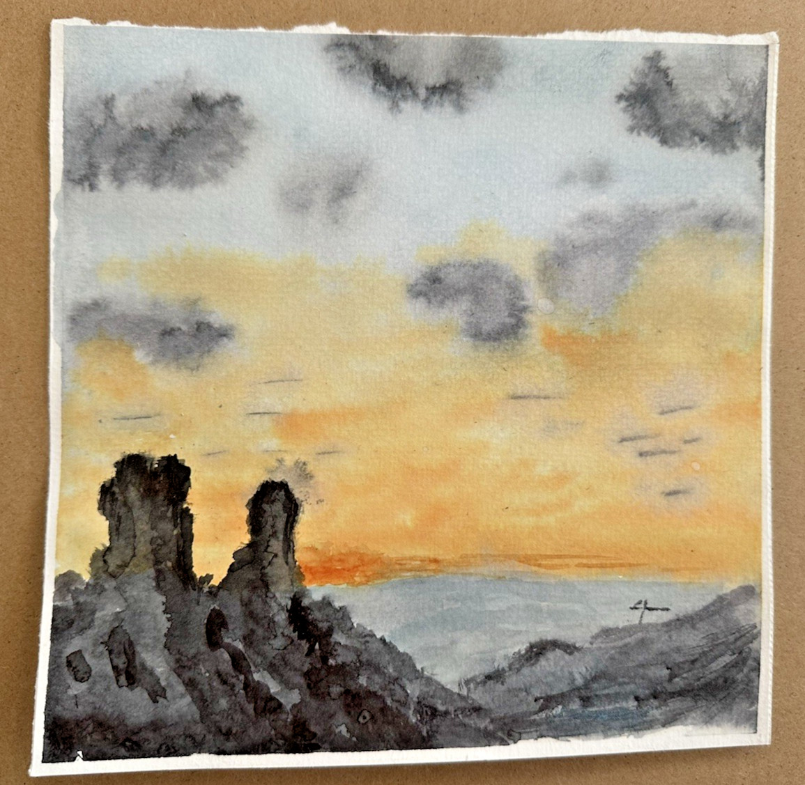 CHIMNEY ROCK NEAR PAGOSA SPRINGS SUMMER SOLSTICE SUN RISE Original Water Color