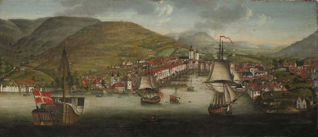 perfact 48×24 oil painting handpainted on canvas»View of Bergen Harbour» @NO3530