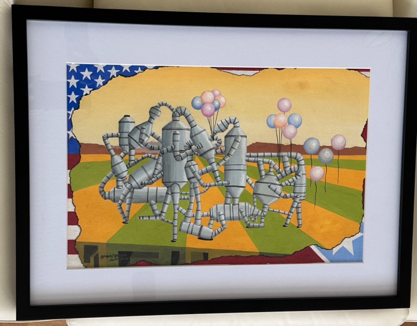 Douglas Johnson 1968 Original Gouache Painting Framed & Matted 23″ x 17″
