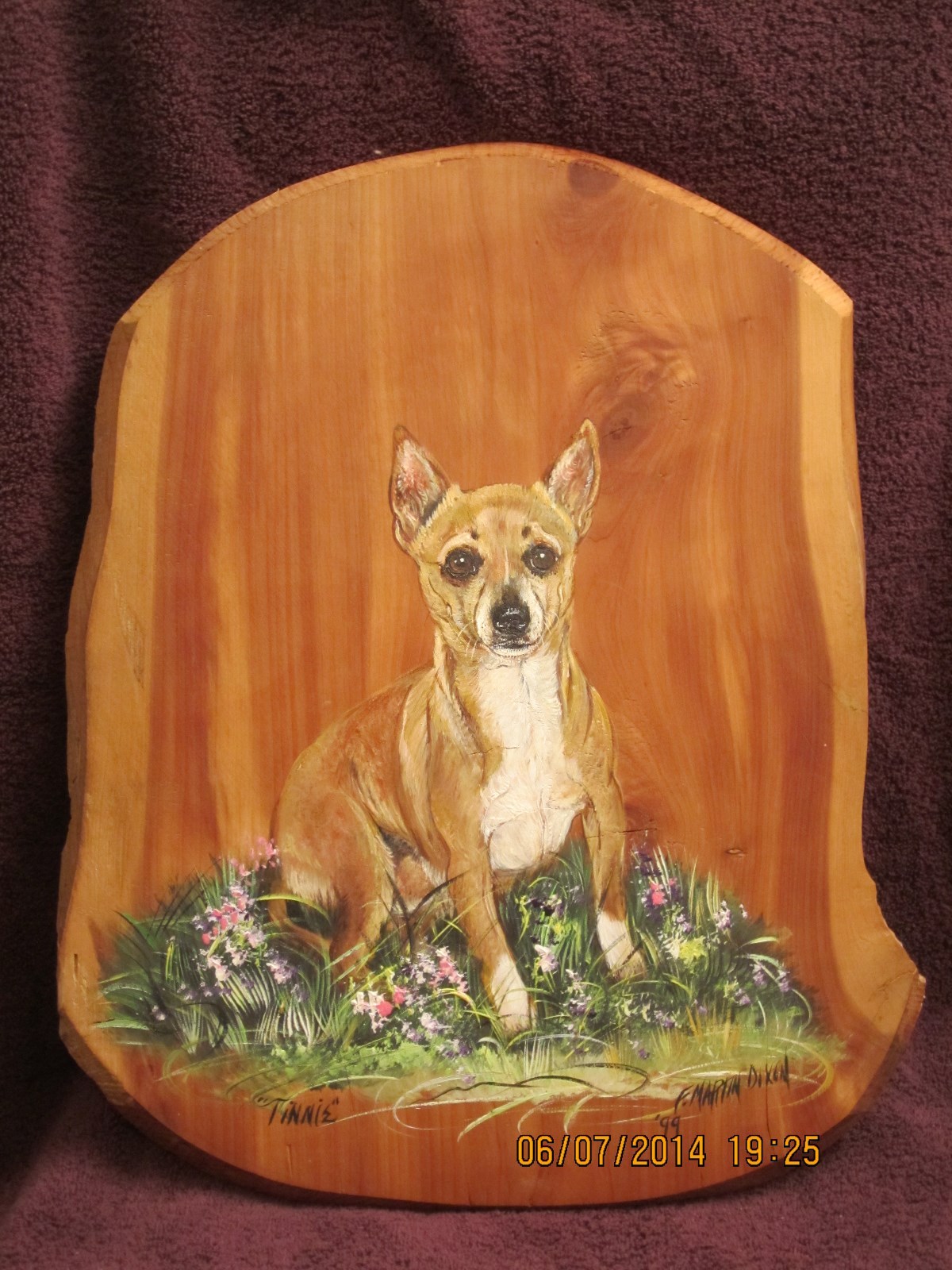Original Signed Painting Fran Martin Dixon Tinnie the Chihuahua 1999 Artwork WoW