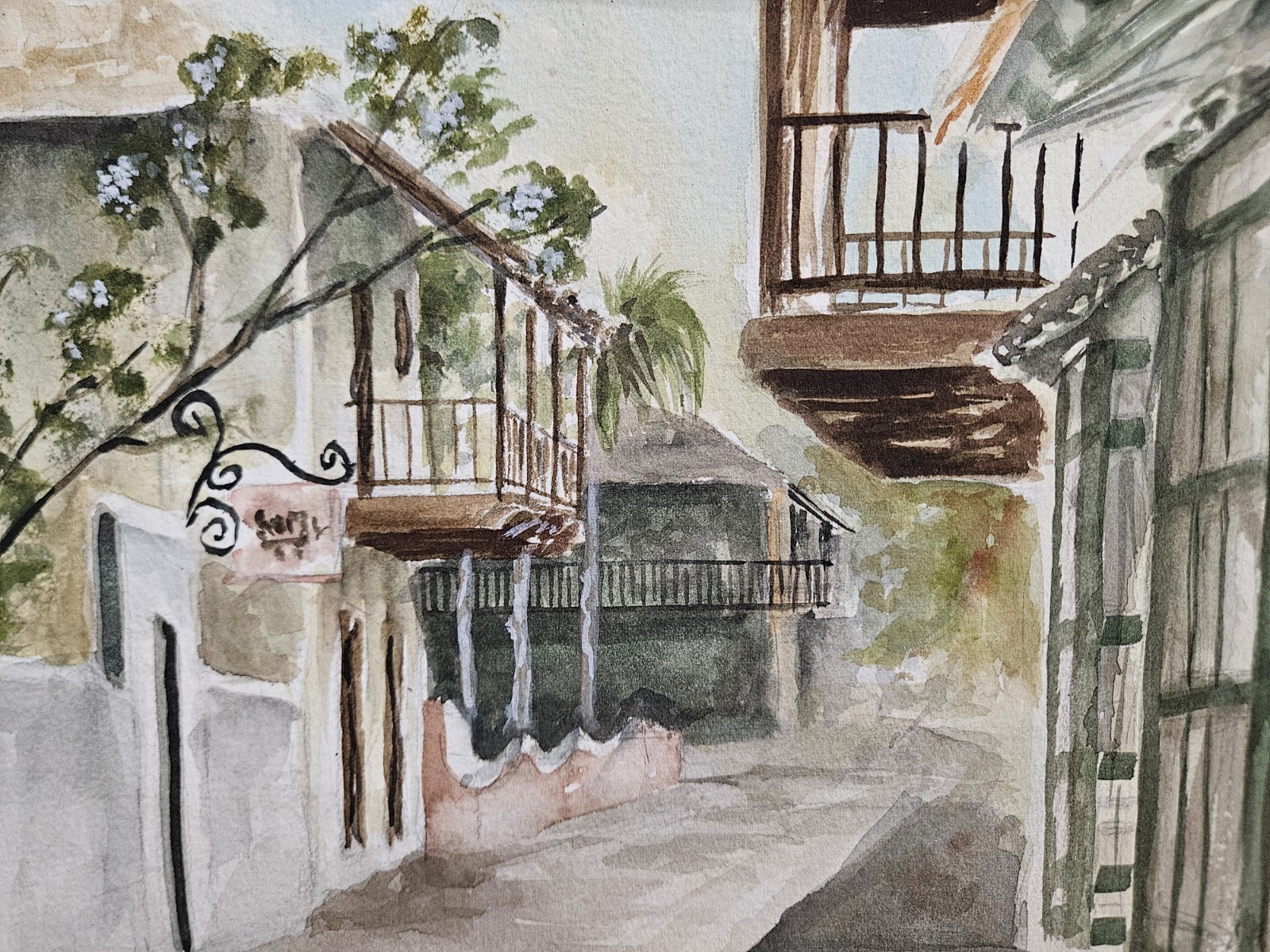 🌴🎨 St. Augustine Saint George Street Watercolor 11×14 ✨