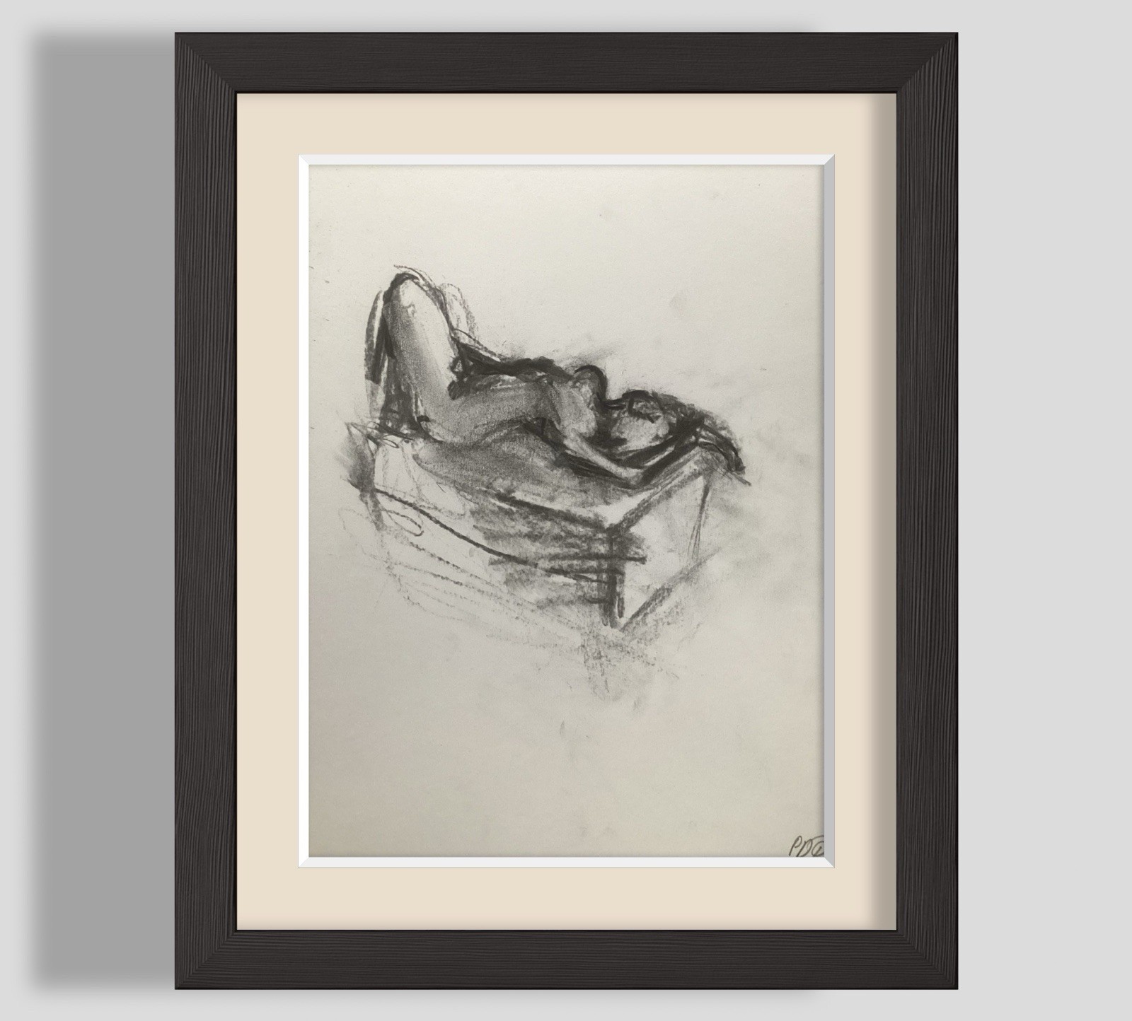 PDQ Artist Original Figurative Woman Abstract Expressive Charcoal 9×12 Drawing