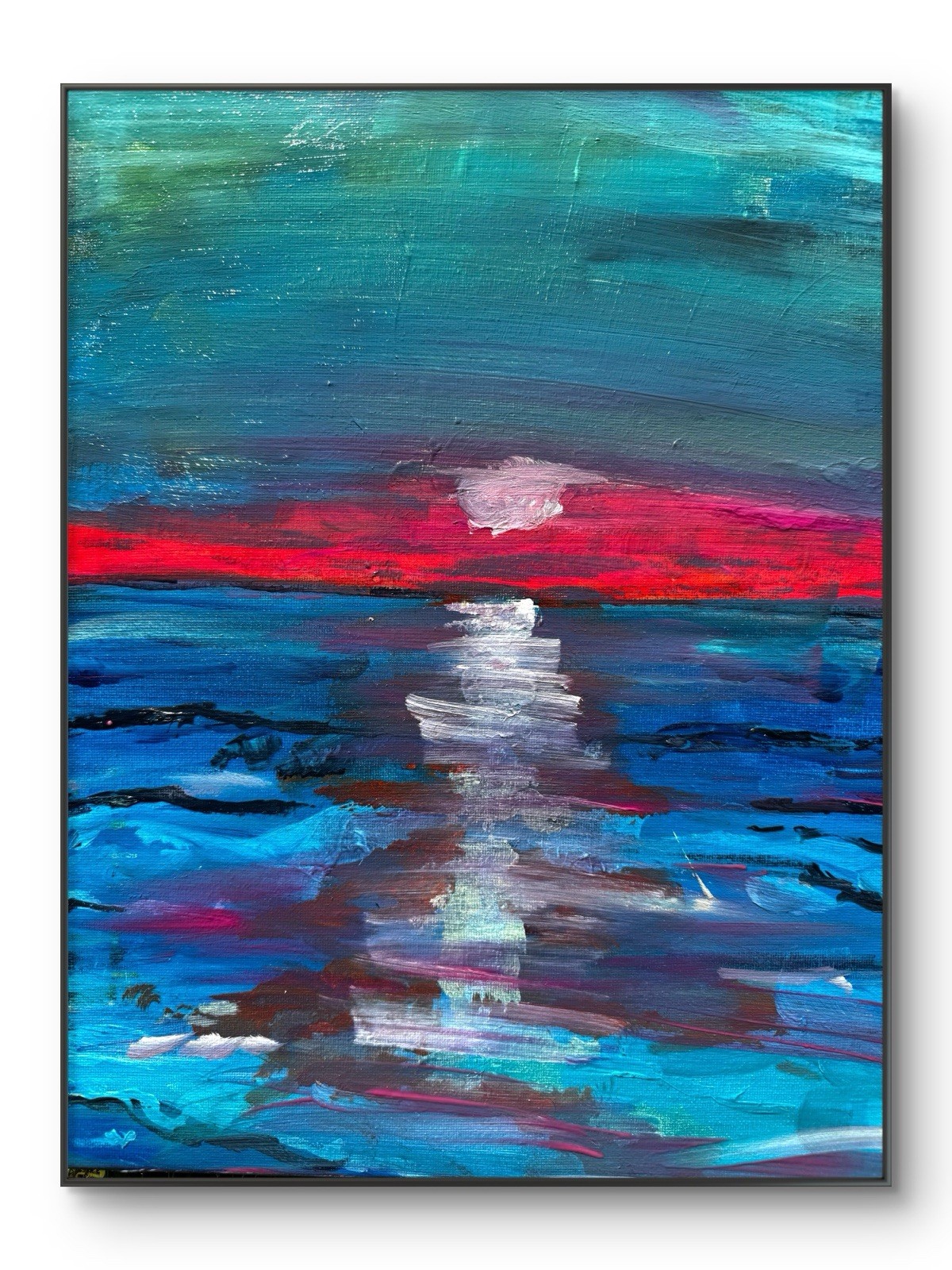 SAMATOWIC Original Abstract 11×14 Sunset Hand Painted Signed Wall Art Decor 269