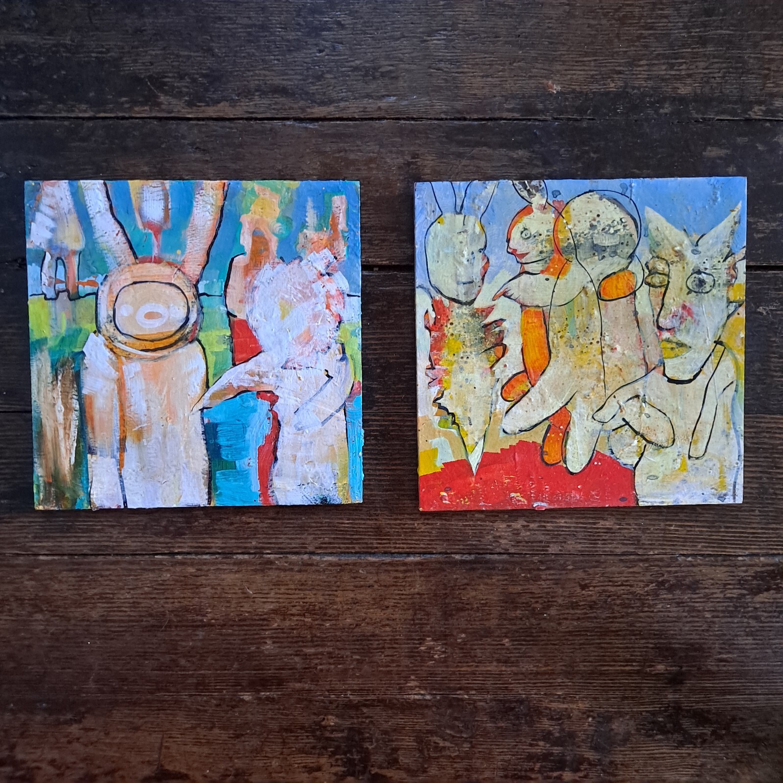 science fiction surrealist Cyber Fantasy oil painting on board