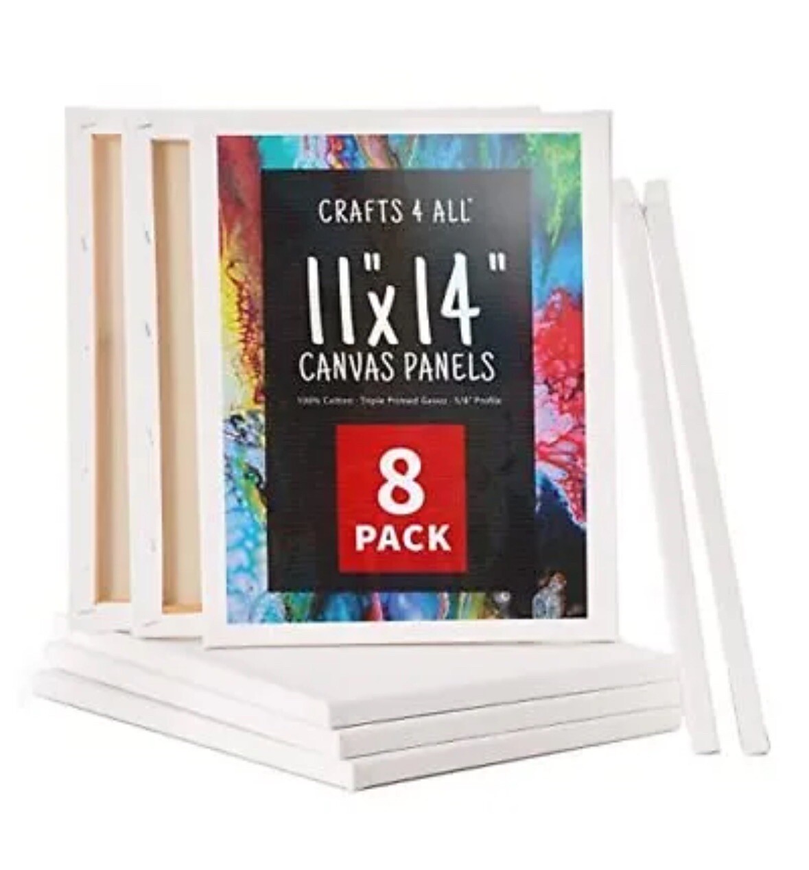 Crafts 4 All 8 Stretched Canvas Boards 11×14 Blank Framed 5/8″ Profile 100Cotton