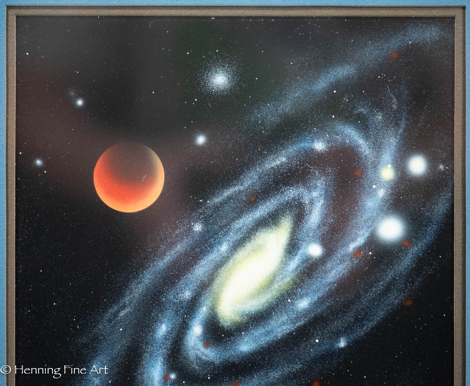 Morris Scott Dollens Original Science Fiction Space Painting Galaxy and Sun