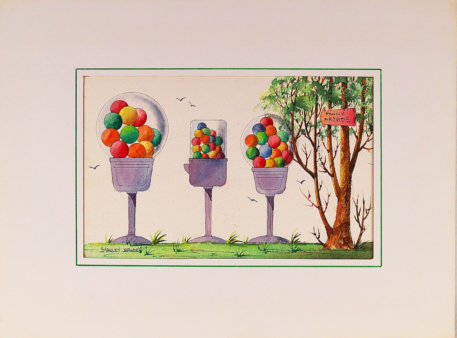 Stanley Brodey ( American,1920-2001) Original Watercolor Mixed Media Painting
