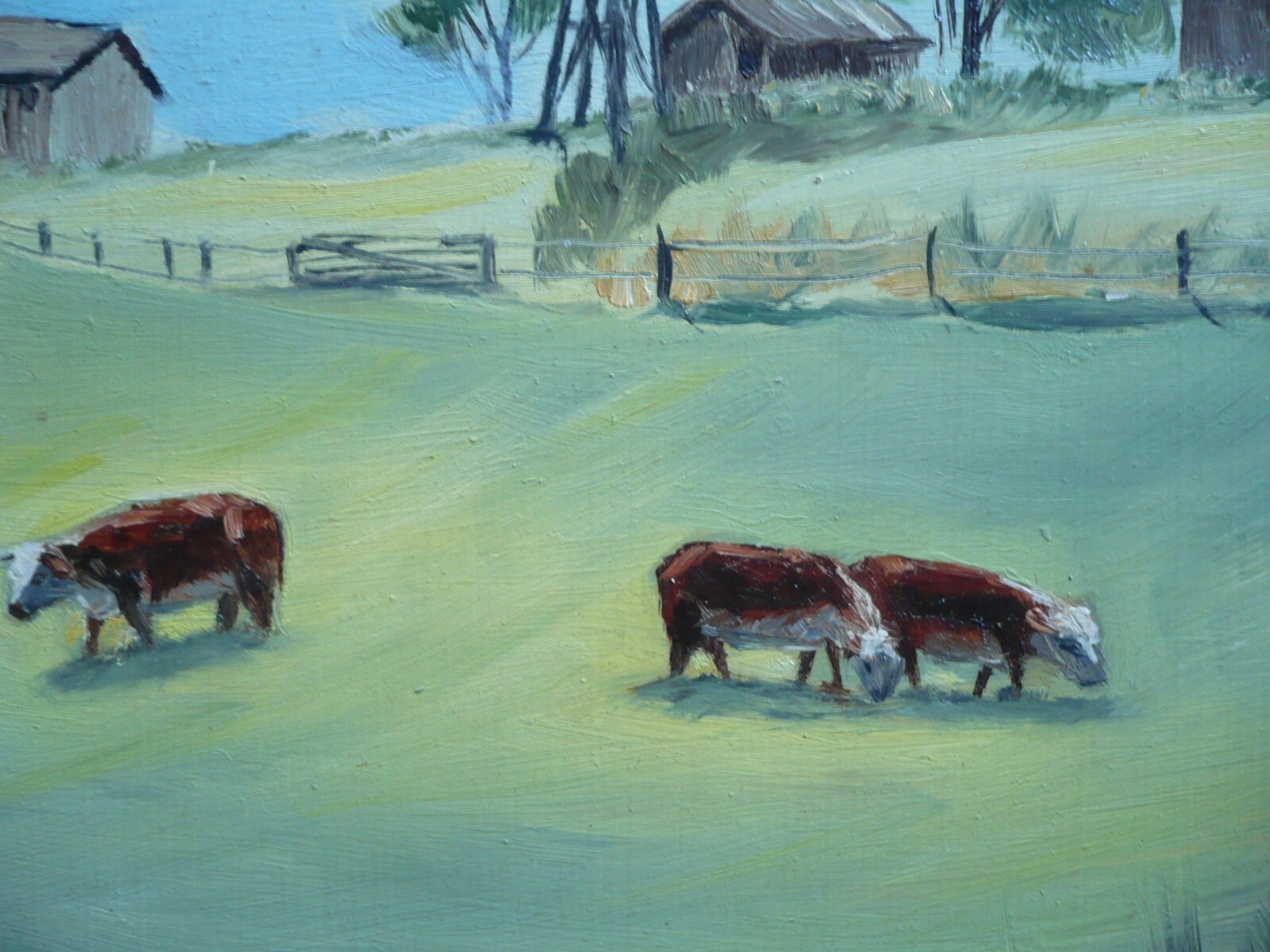 ARNOLD SODERHOLM VINTAGE COWS LANDSCAPE CA IMPRESSIONIST COLORISM PRIMITIVE OIL