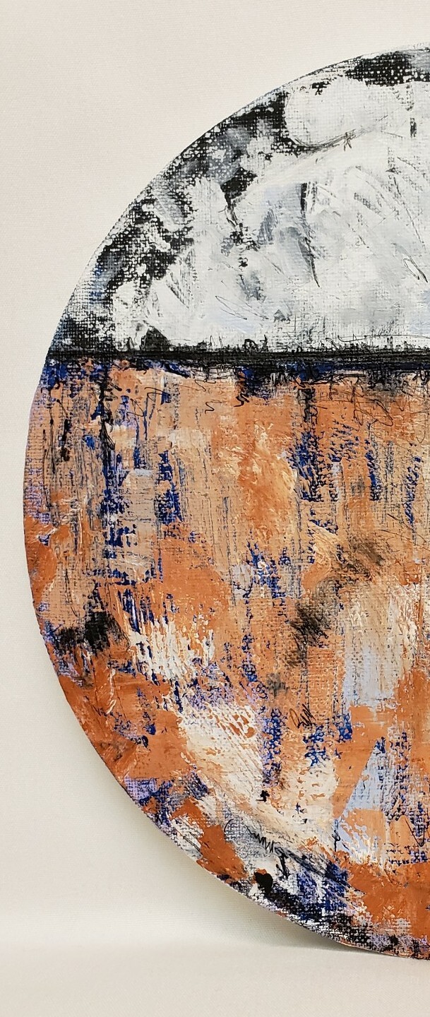 No.572 Original Abstract Modern Minimal Round Painting By K.A.Davis Art