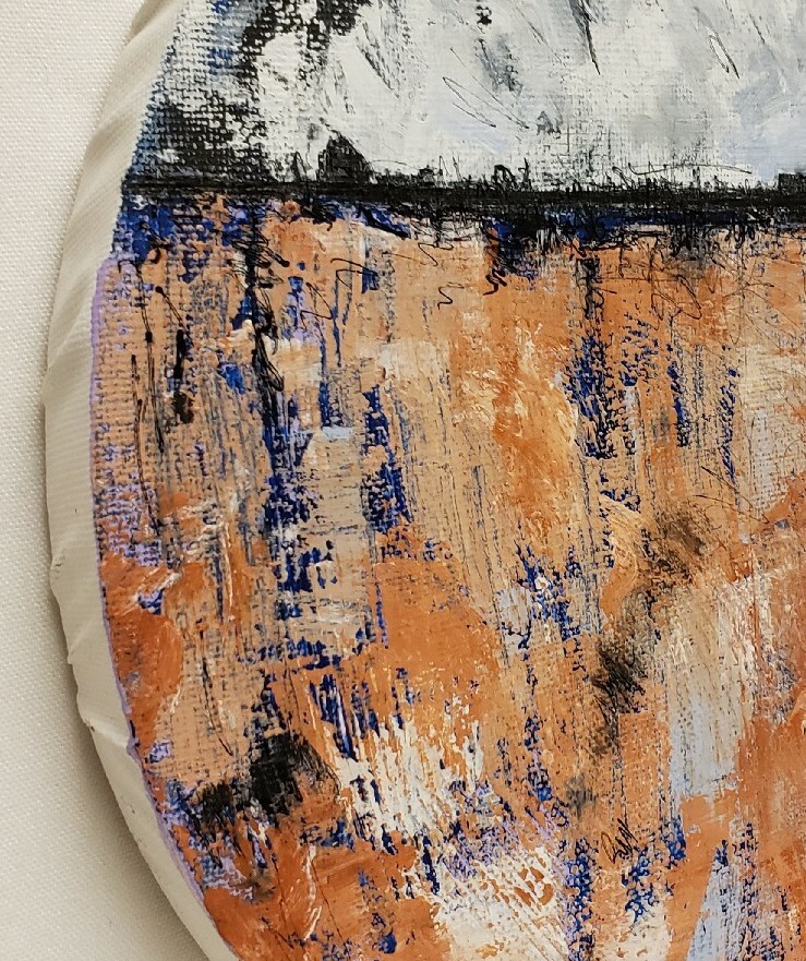 No.572 Original Abstract Modern Minimal Round Painting By K.A.Davis Art