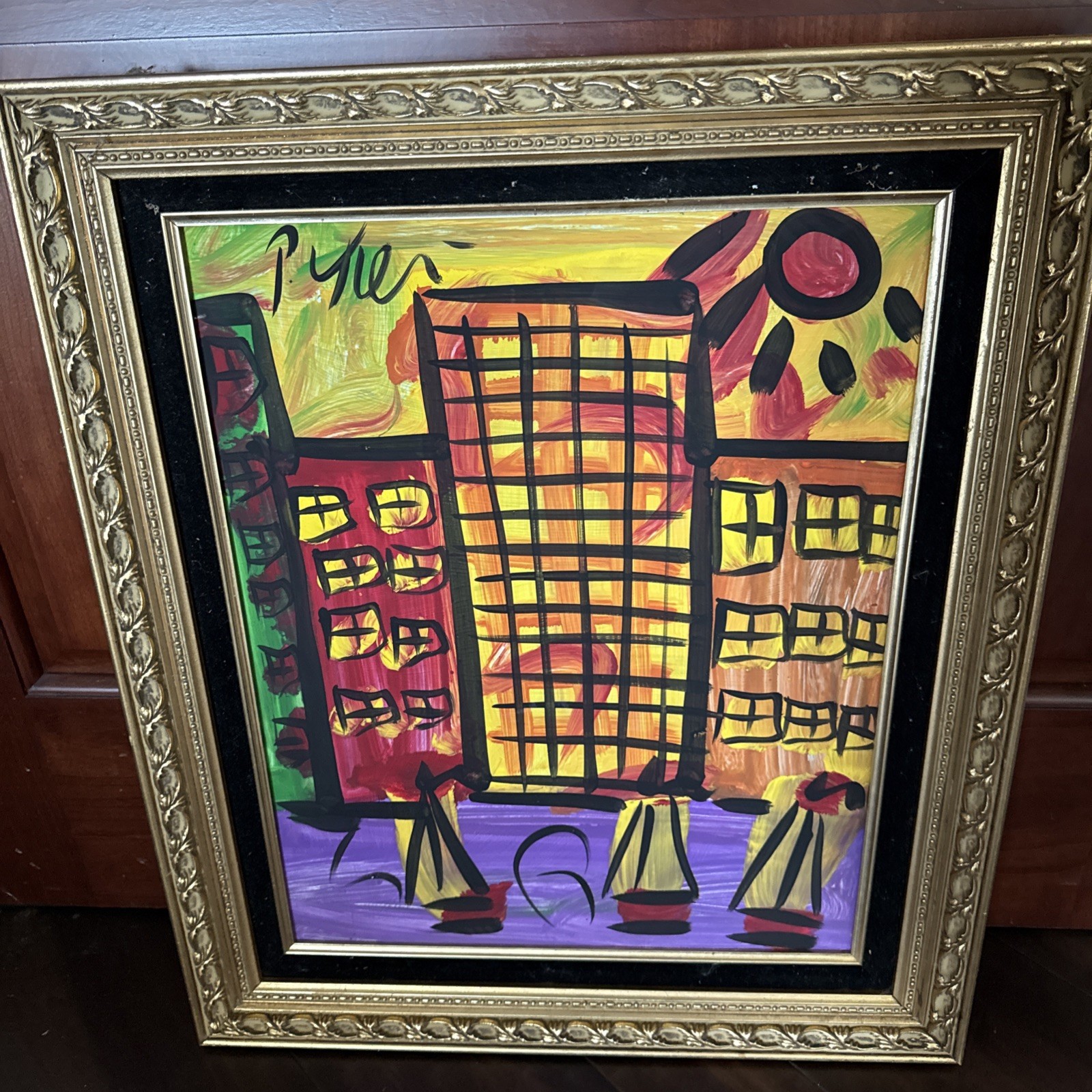 Peter Keil Abstract NYC Buildings Painting COA 26” X 22”