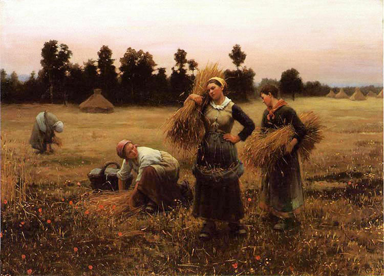 Oil painting daniel ridgway knight – the harvesters young women in autumn season