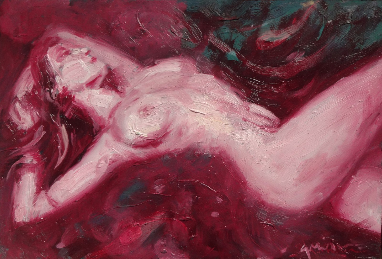 GERRY MILLER Original Artwork «Alizarin.» Oil Paint on mounting board.28x38cm