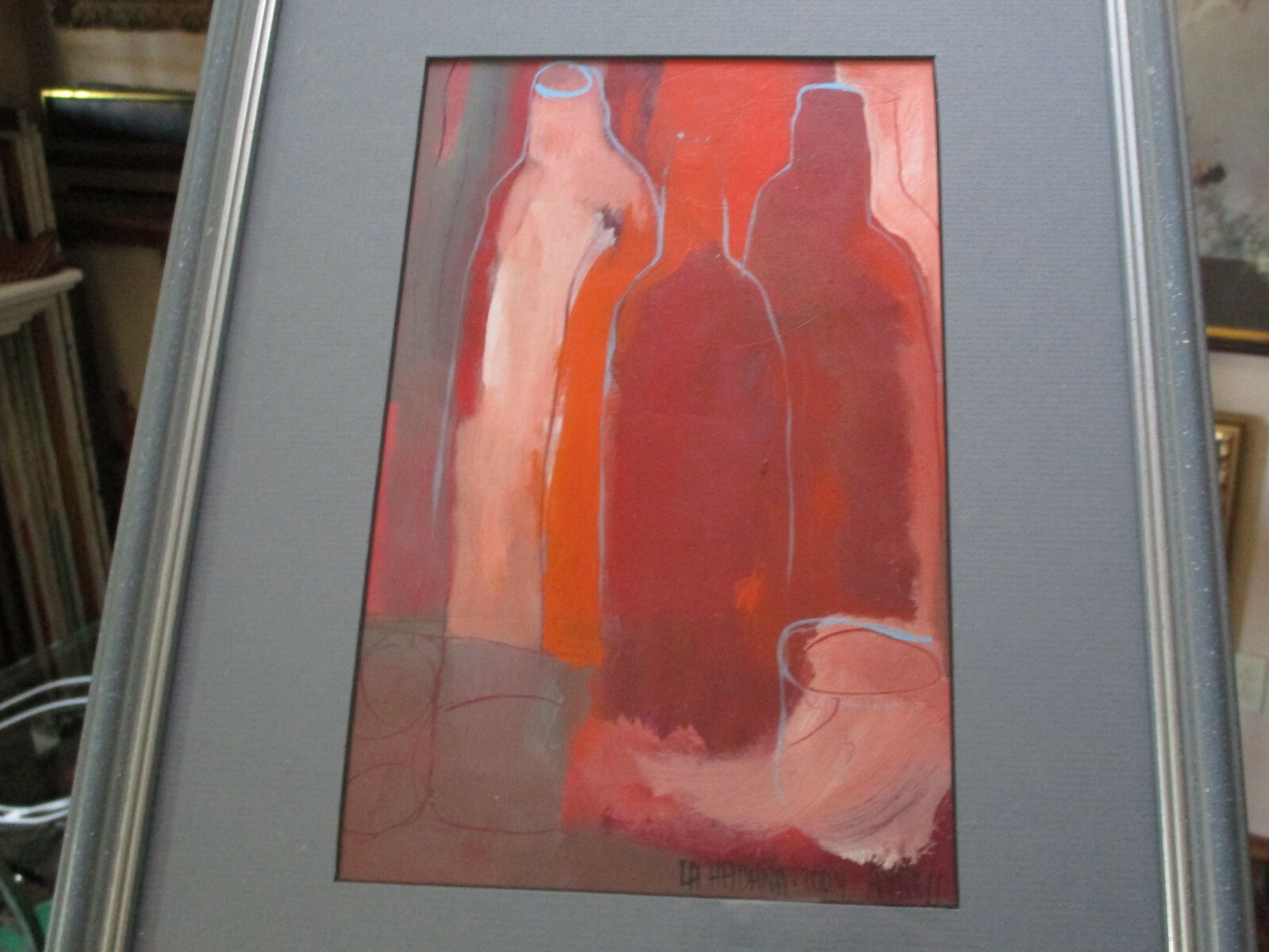 EXPRESSIONIST PAINTING CUBIST BOTTLES SCULPTURE MODERNISM SIGNED ABSTRACT ART