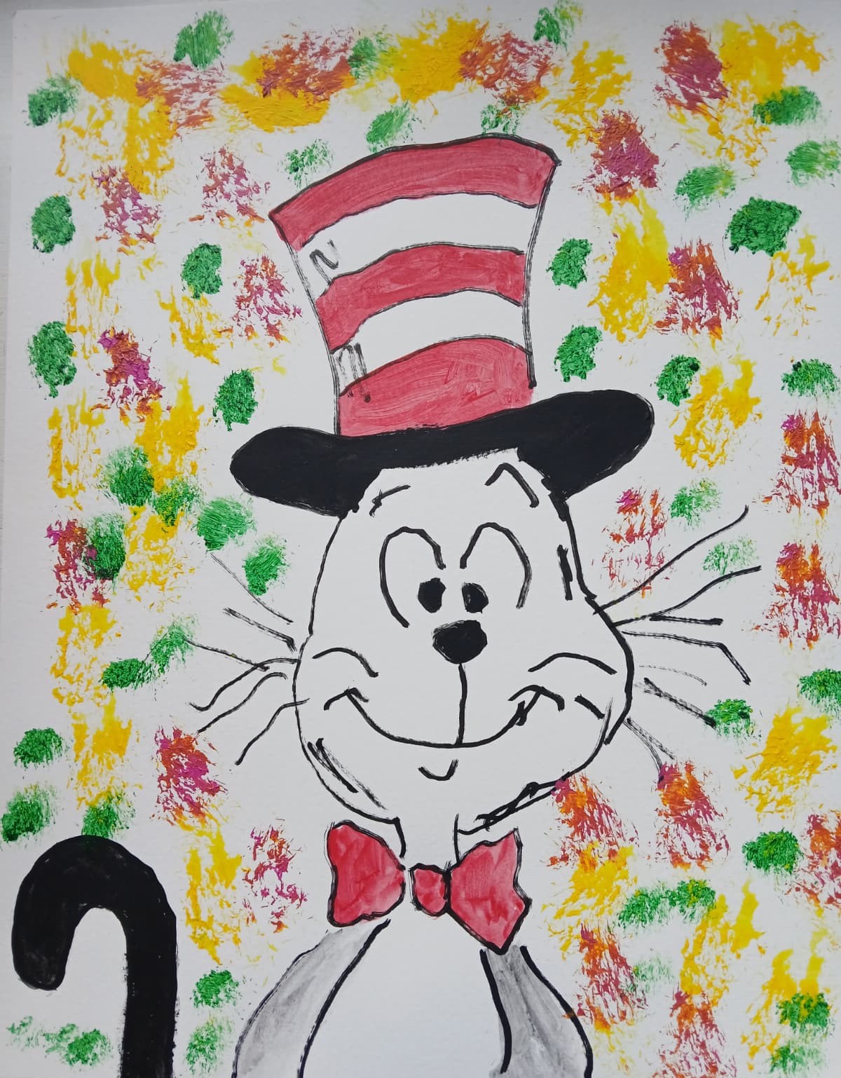 Abstract/Expressionism 11×14 Cat With Hat colorful Handmade Street Art Painting