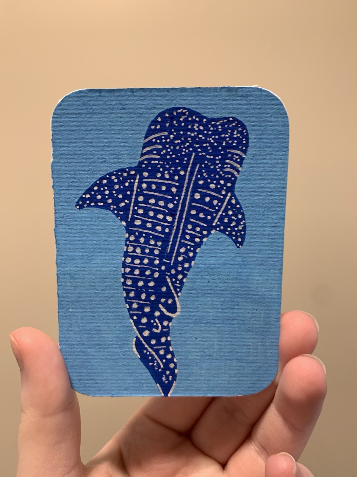 aceo original, whale shark sea animal portrait, 2.5 x 3.5 in acrylic