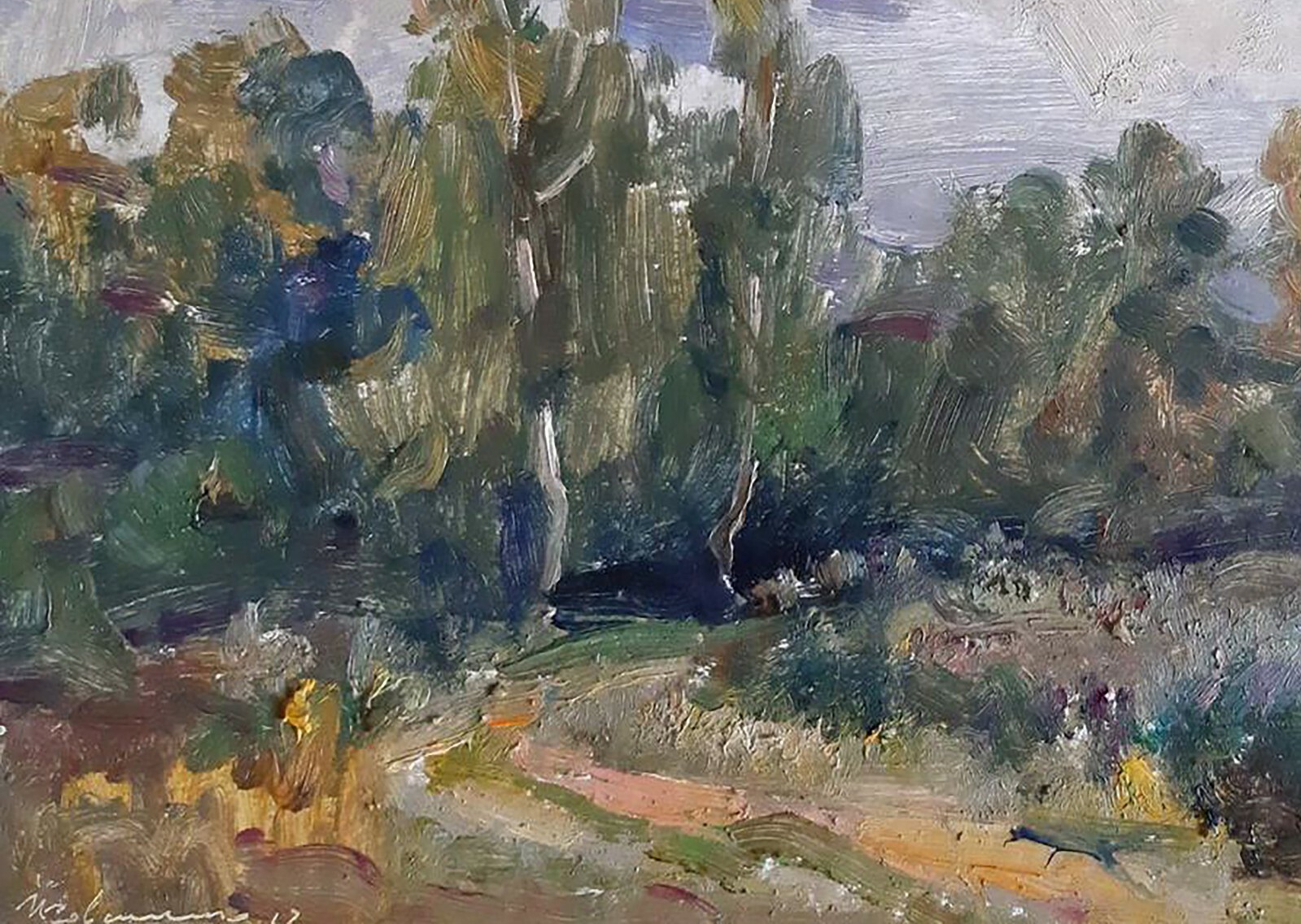 Oil Painting Cardboard Forest Landscape Kovalenko I Original Unframed nKoval107