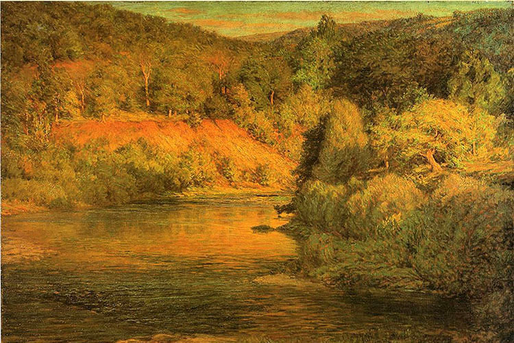 Ｏｉｌ　ｐａｉｎｔｉｎｇ john ottis adams – the ebb of day nice sunset landscape with river