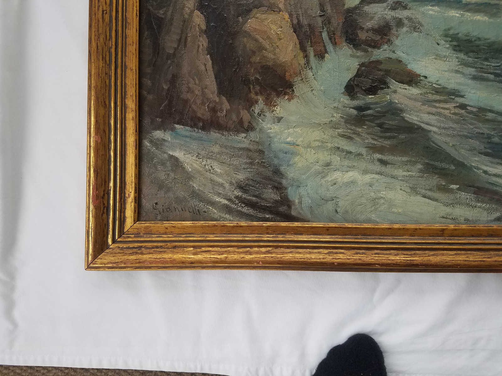 Original Raffaele Giannetti (Italy 1832-1916) O/C Seascape