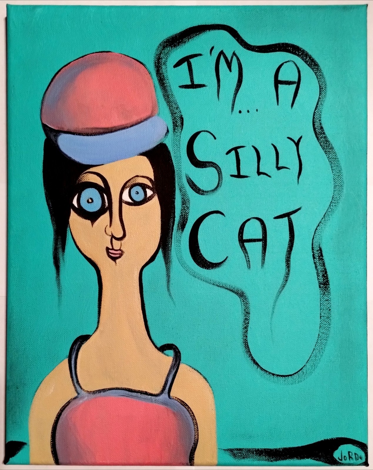 I’M A SILLY CAT POP EXPRESSIONISM PAINTING STRETCHED CANVAS..11 X 14 BY: JORDO