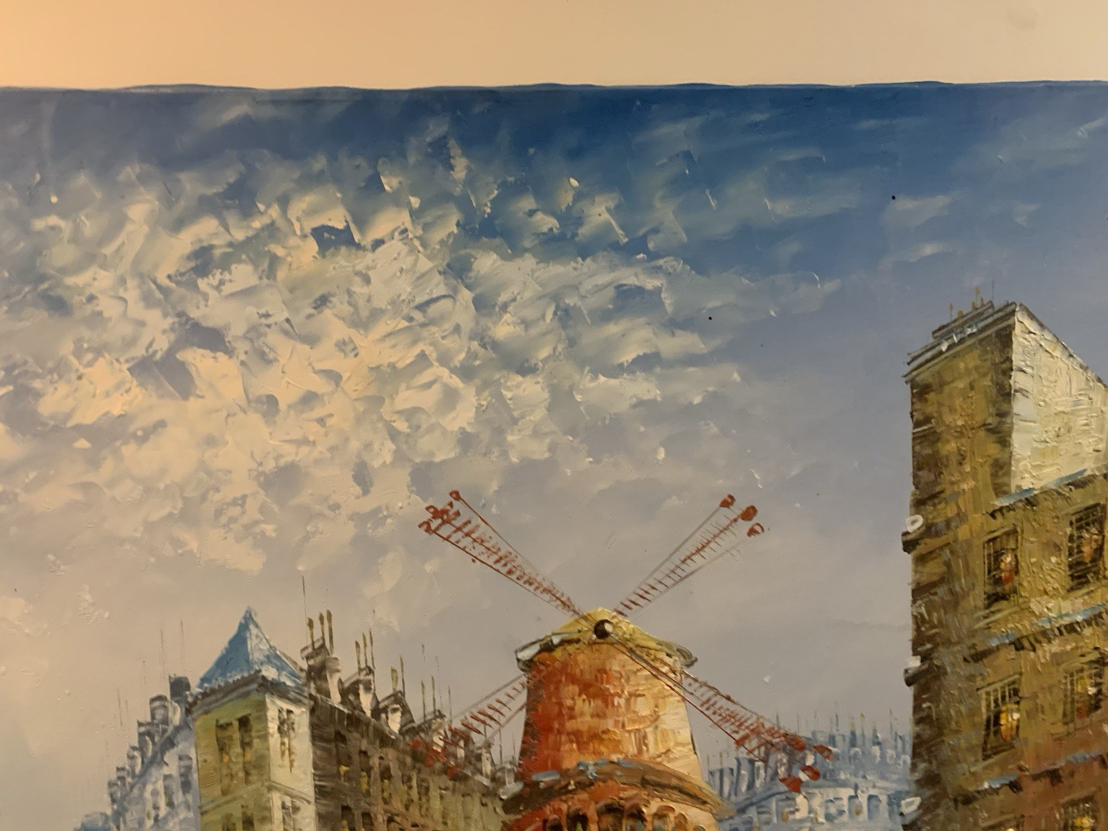 Original Signed Caroline Burnett Oil on Canvas Painting of a Paris Street 37×49