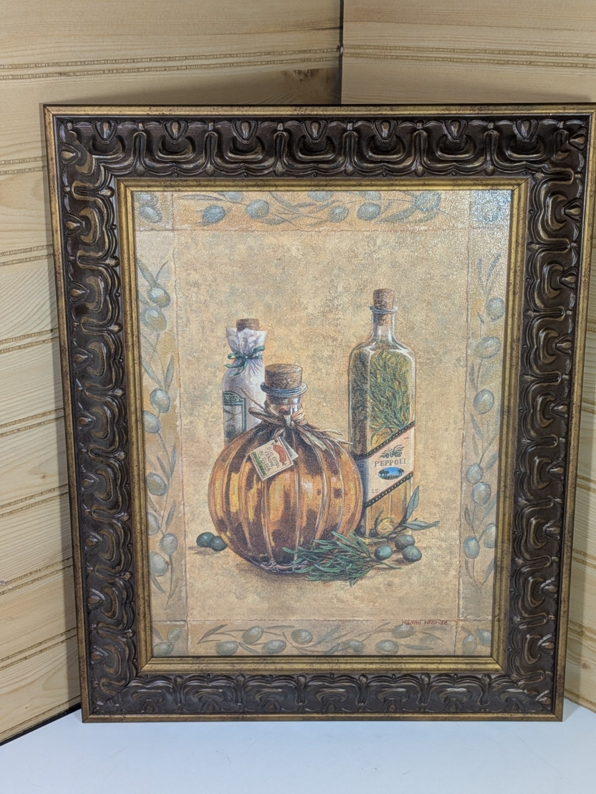 Vintage Naomi McBride Olive Oil And Herb Painting 15″×12″