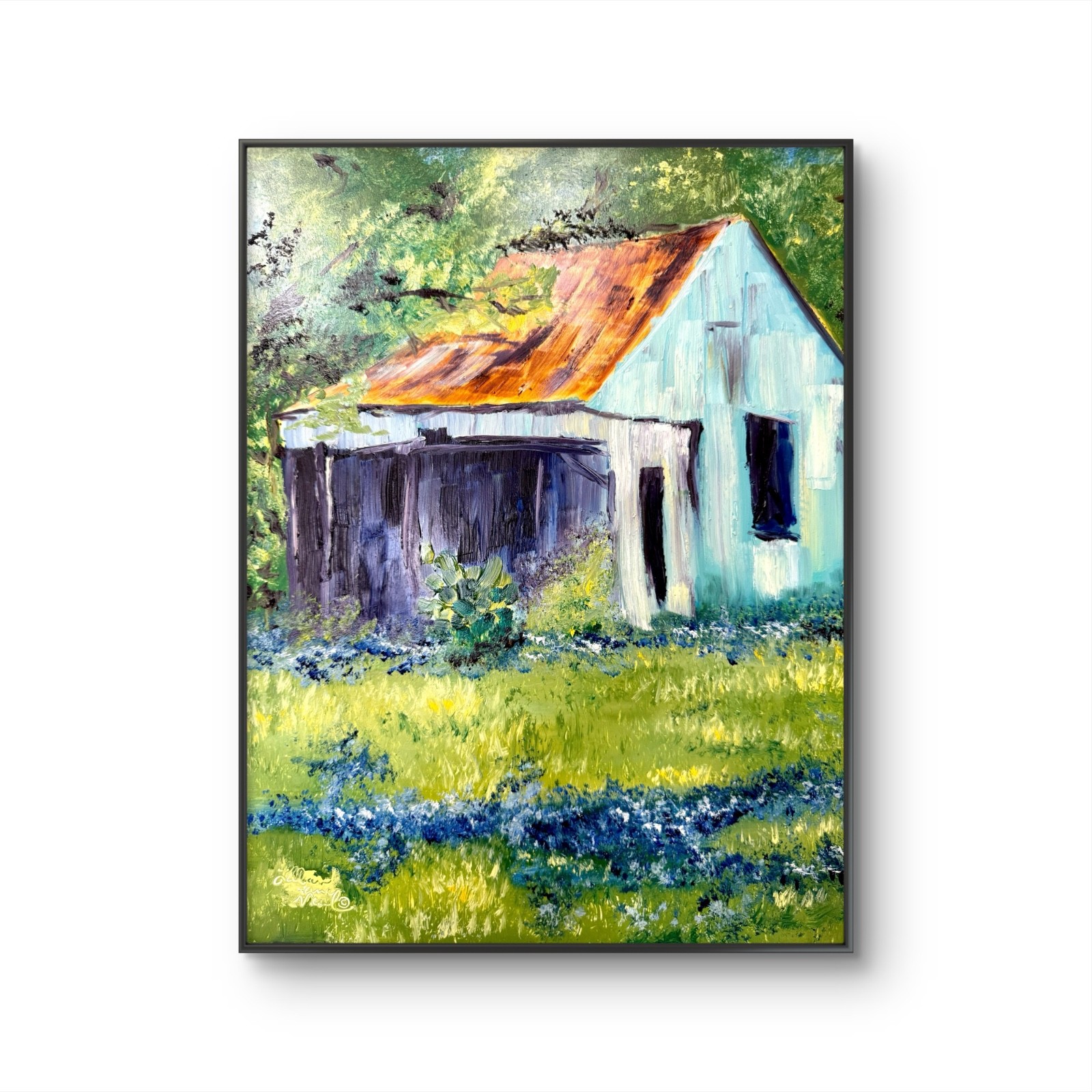 Country House 11″x14″ Original Impressionism Old House Oil on Panel Design Art
