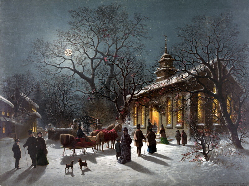 New Year’s Eve Oil painting Wall Art Giclee Printed on Canvas P1828