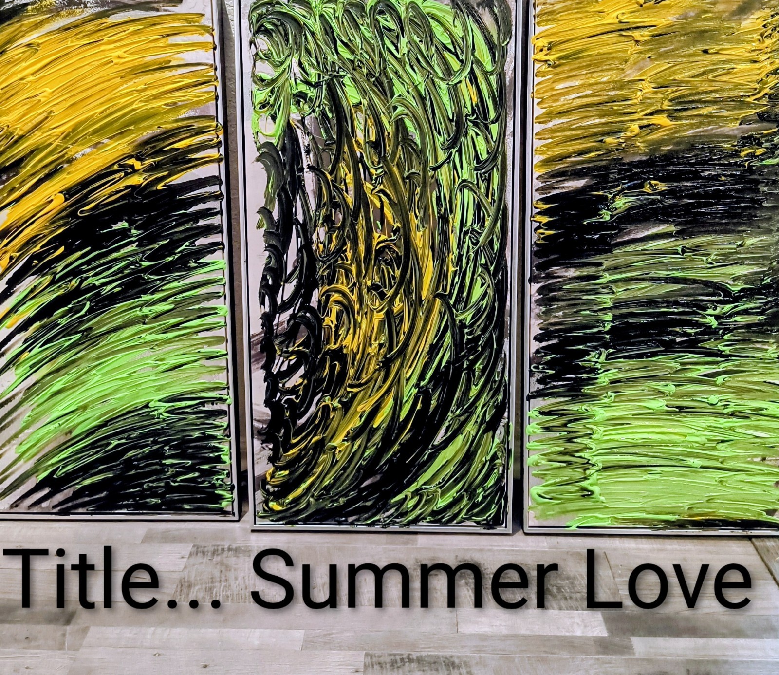 Trey Coppland, Summer Love Abstract Painting Triptych Set, Large, Framed