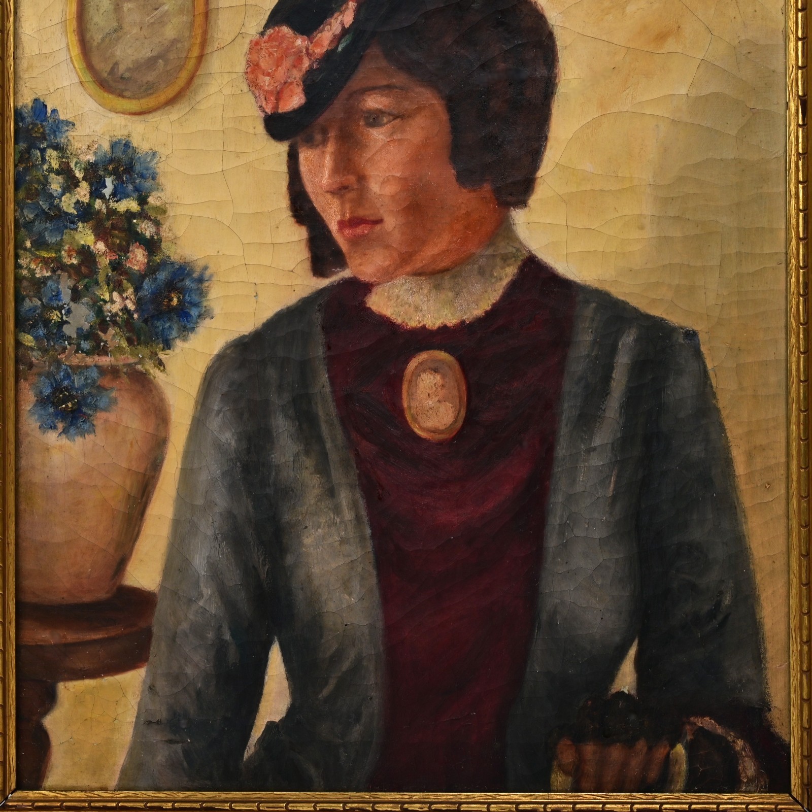 FALCONNET Original Vintage Signed Lady Female Portrait Illustration Oil Painting