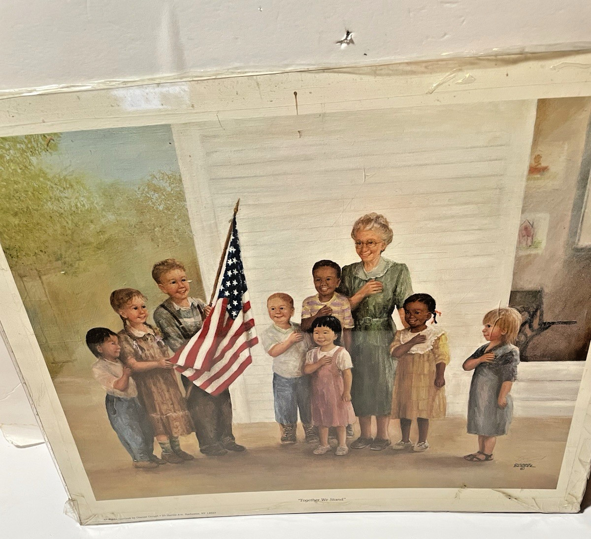 VTG DIANNE DENGEL PRINT «TOGETHER WE STAND» SCHOOL CHILDREN PLEDGE TO FLAG