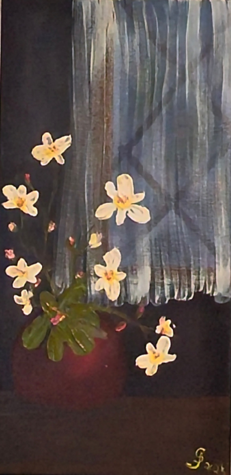 Handmade Oil Painting, 36“ X 12“ Peaceful Window View