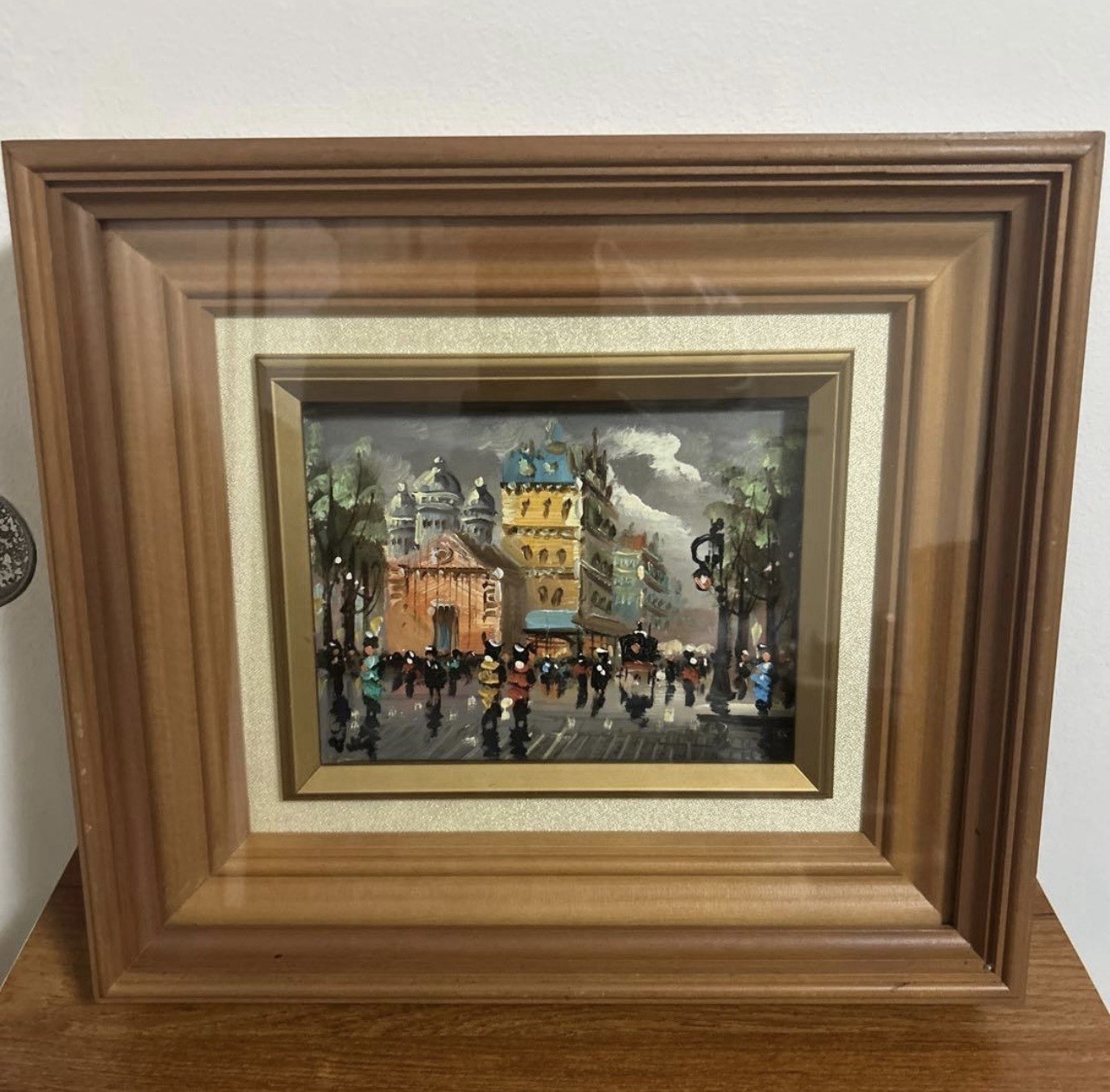 Original Oil Painting Paris Street Scene Impressionist Style Framed