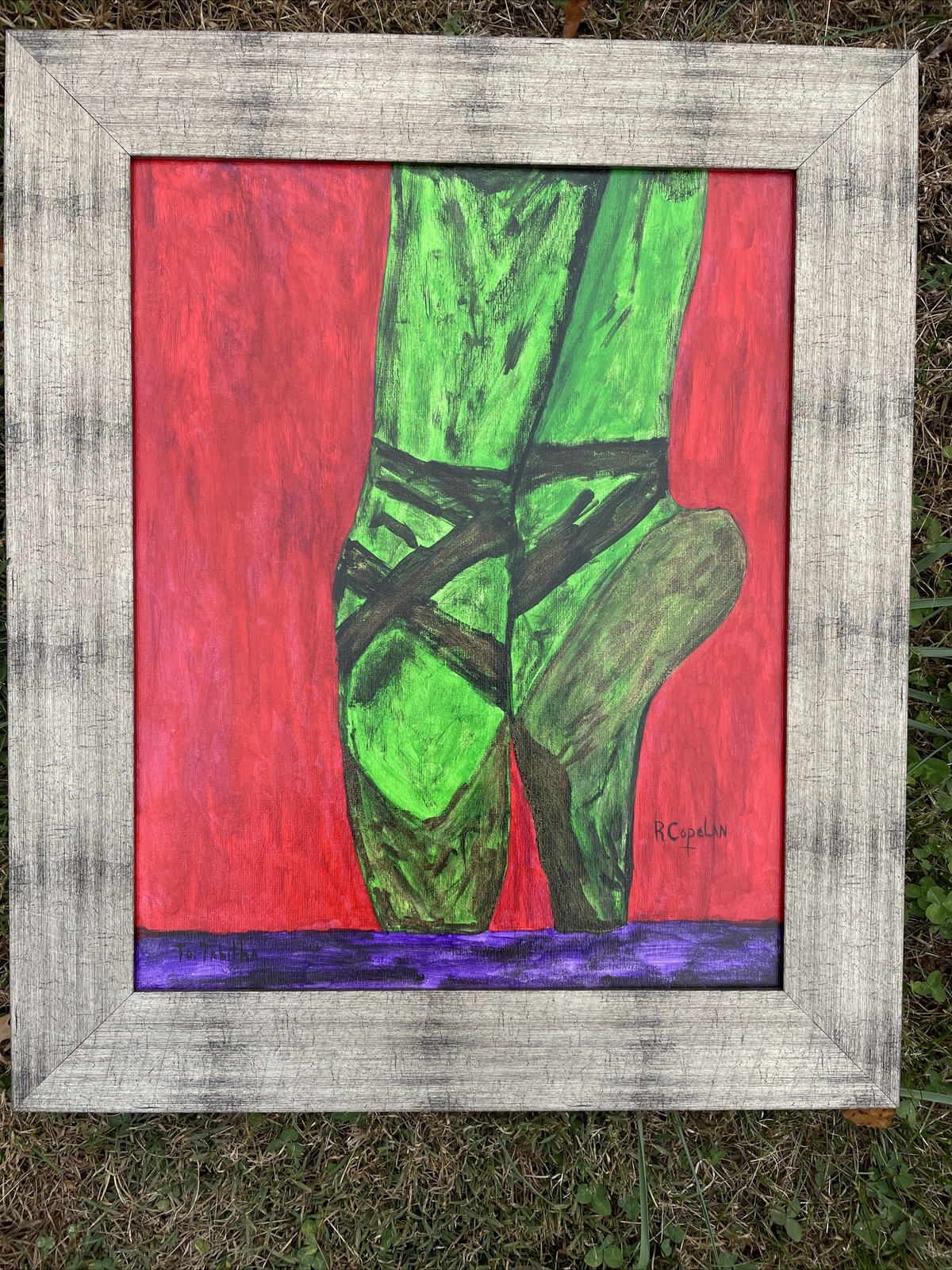 ONE OF A KIND The Grinch Green BALLET PIROUETTE Shoes Oil Painting Art ❤️ct39j1