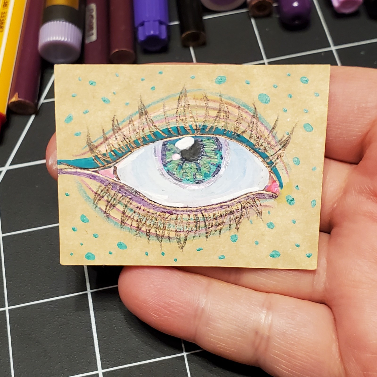 Green Freckles – Tiny Art – Eyeball Painting – Makeup