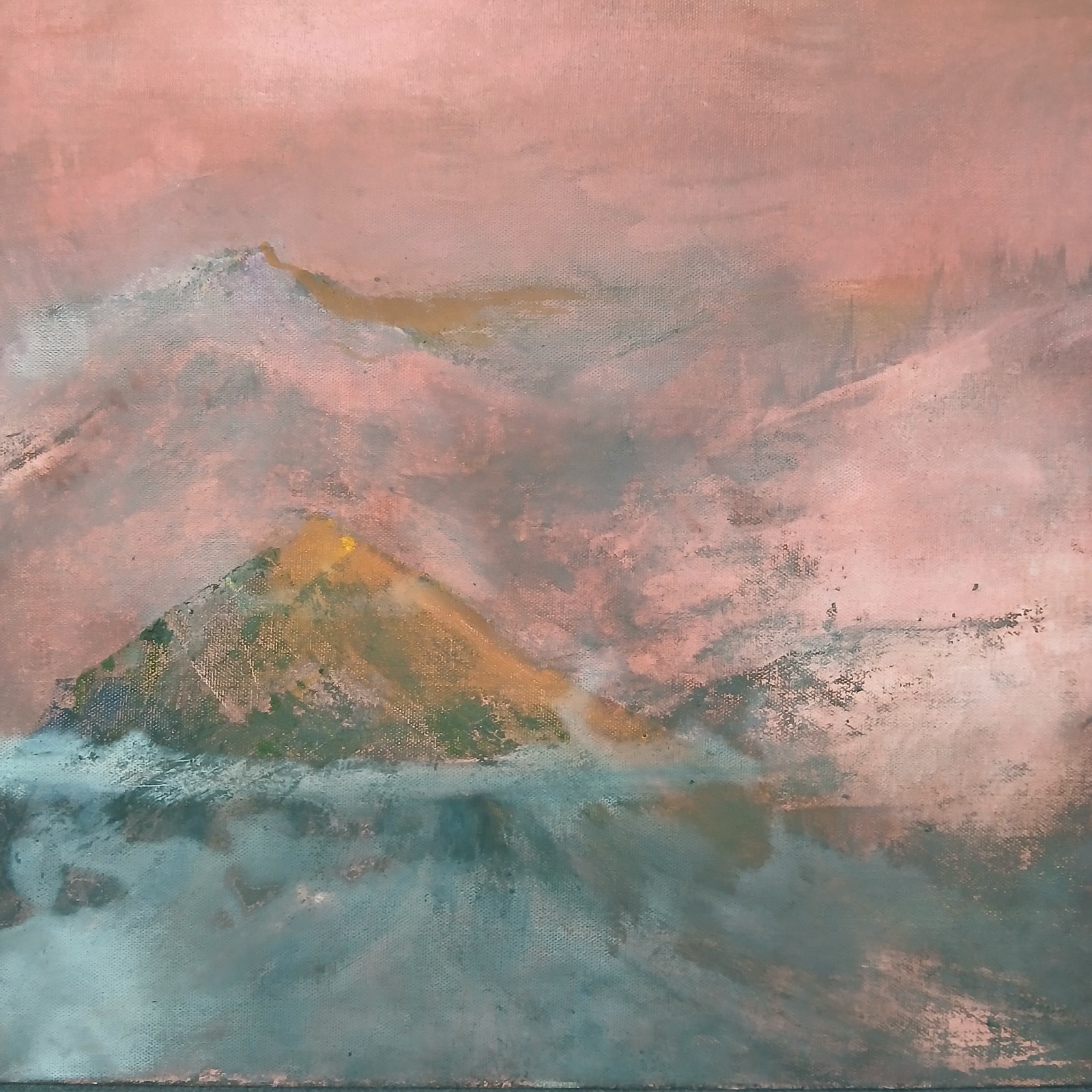Original Painting on Canvas Haunting Mountain Wildfire Landscape Moody Aesthetic