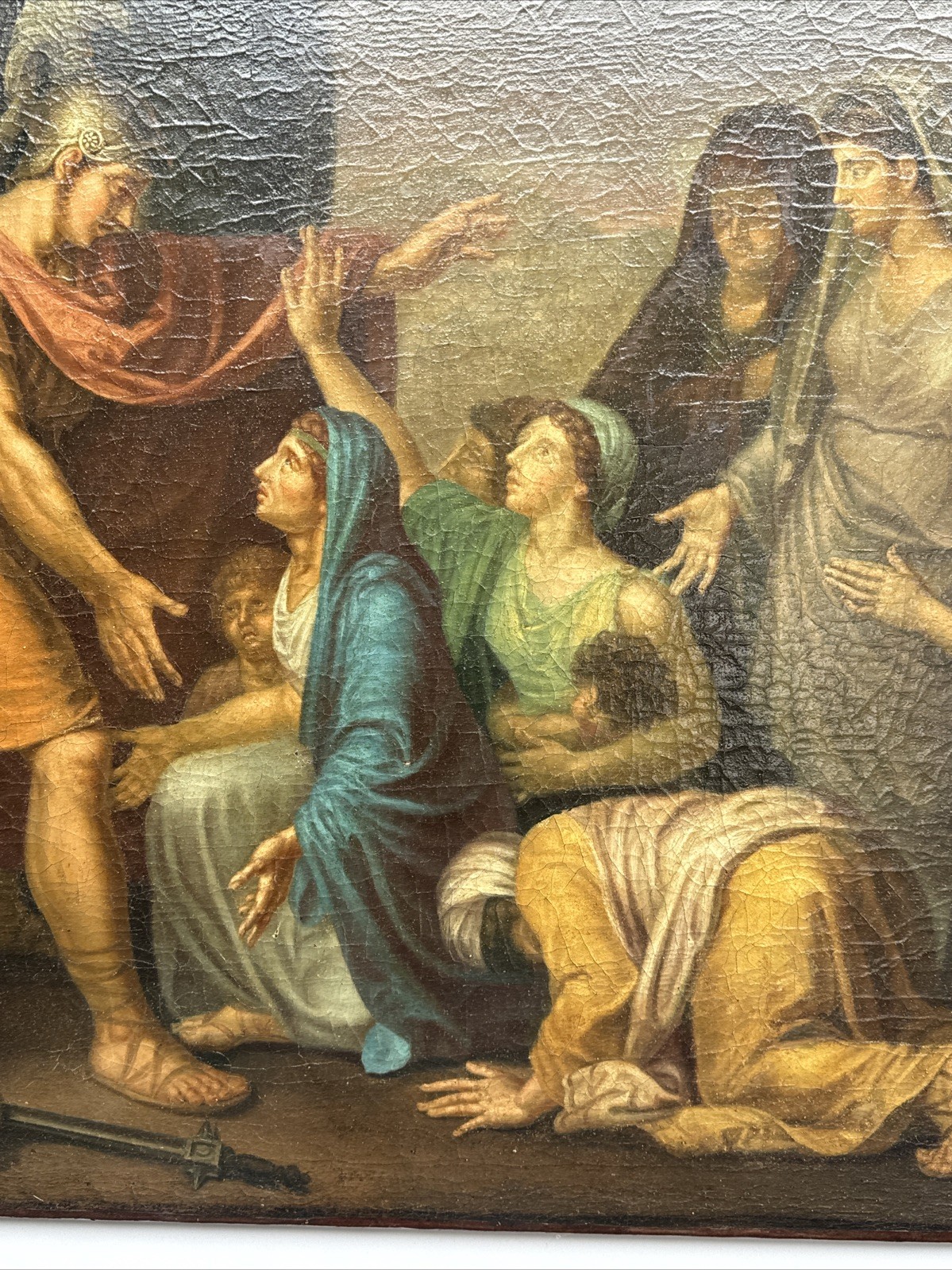LARGE OLD MASTER PAINTING ANTIQUE ICON RELIGIOUS BIBLICAL RESTORATION PROJECT