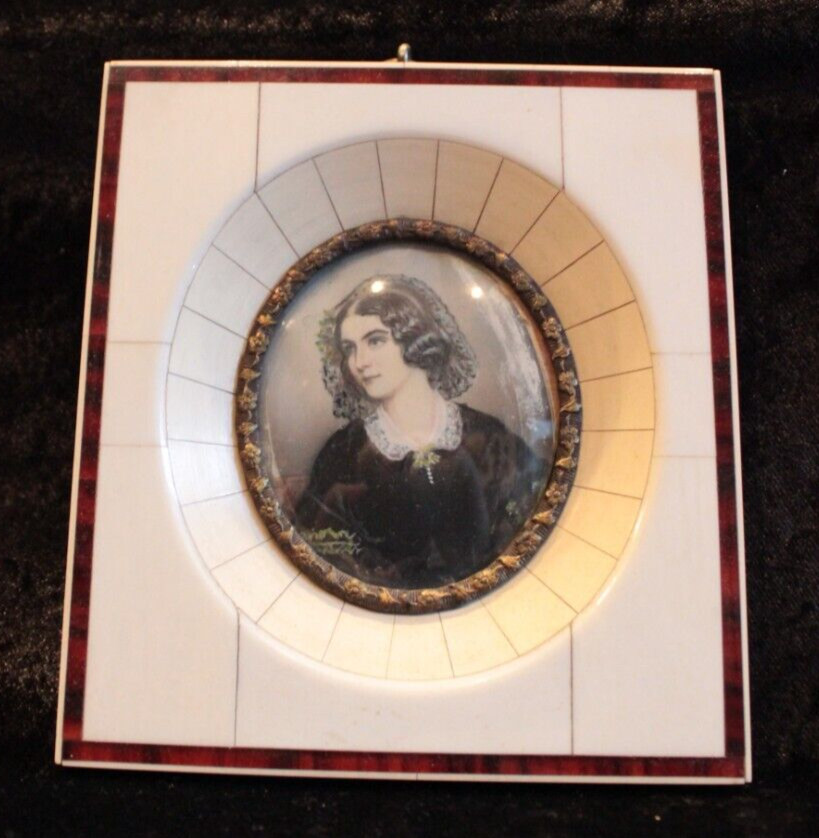 Portrait Magnifying Glass Painting Lola Montez Miniature Painting