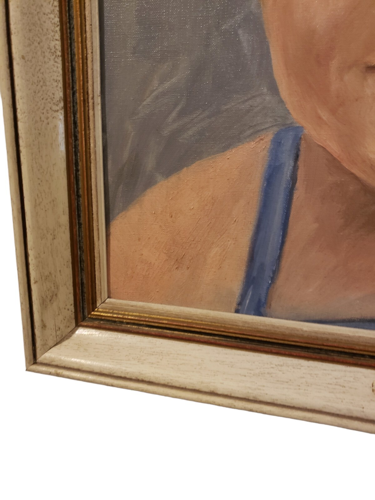 Vintage Oil Painting Portrait Smiling Blonde Blue Eyes Boy Signed Elliot 71