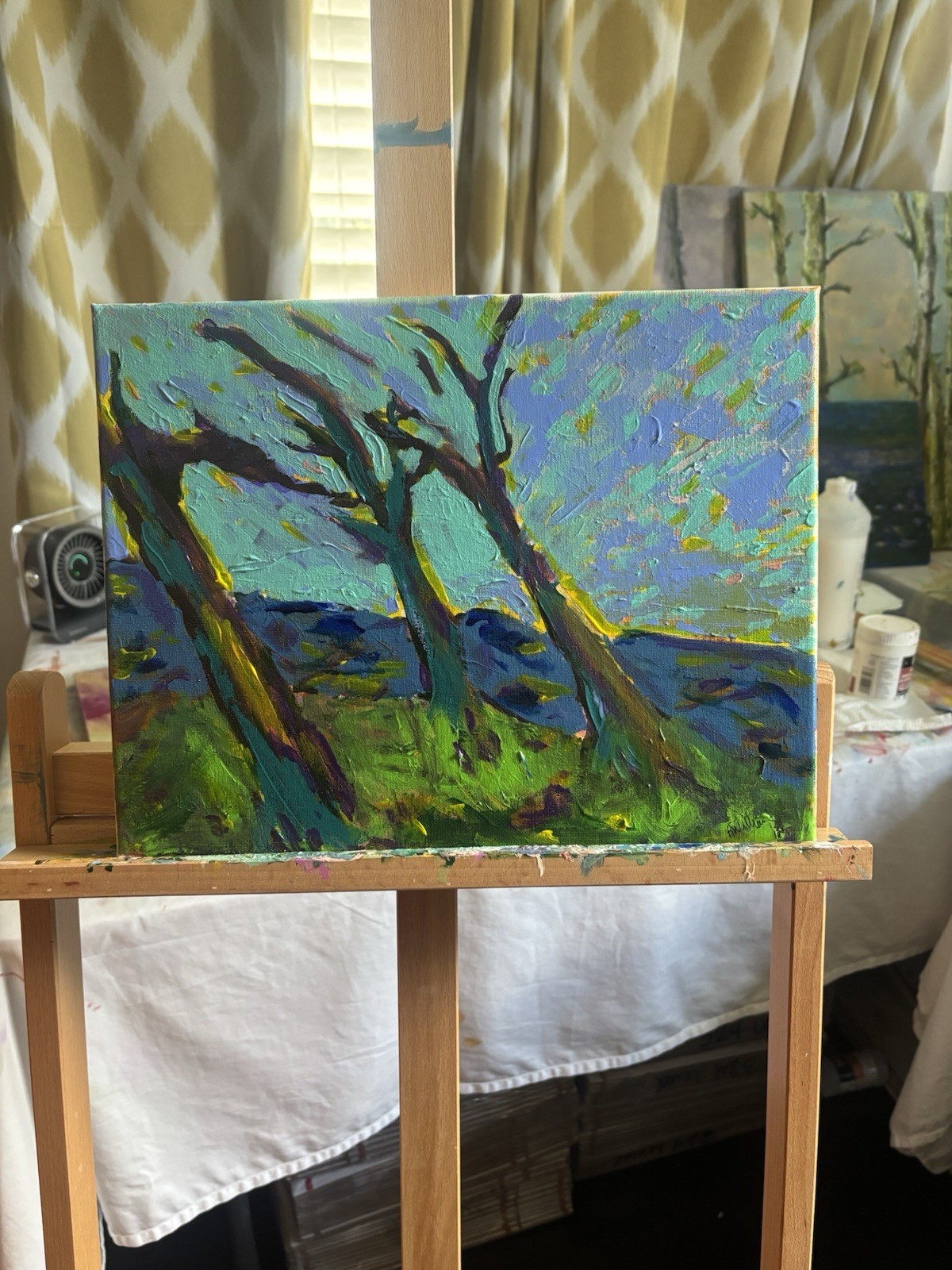 Oregon Coast Cliff 11×14 Abstract Impression Original Art Canvas, One Of A Kind