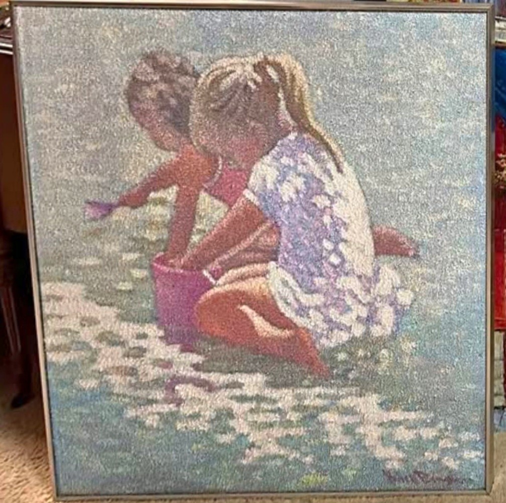 HENRY BENSON 1930-98 American Impressionist Children on Beach Painting Listed