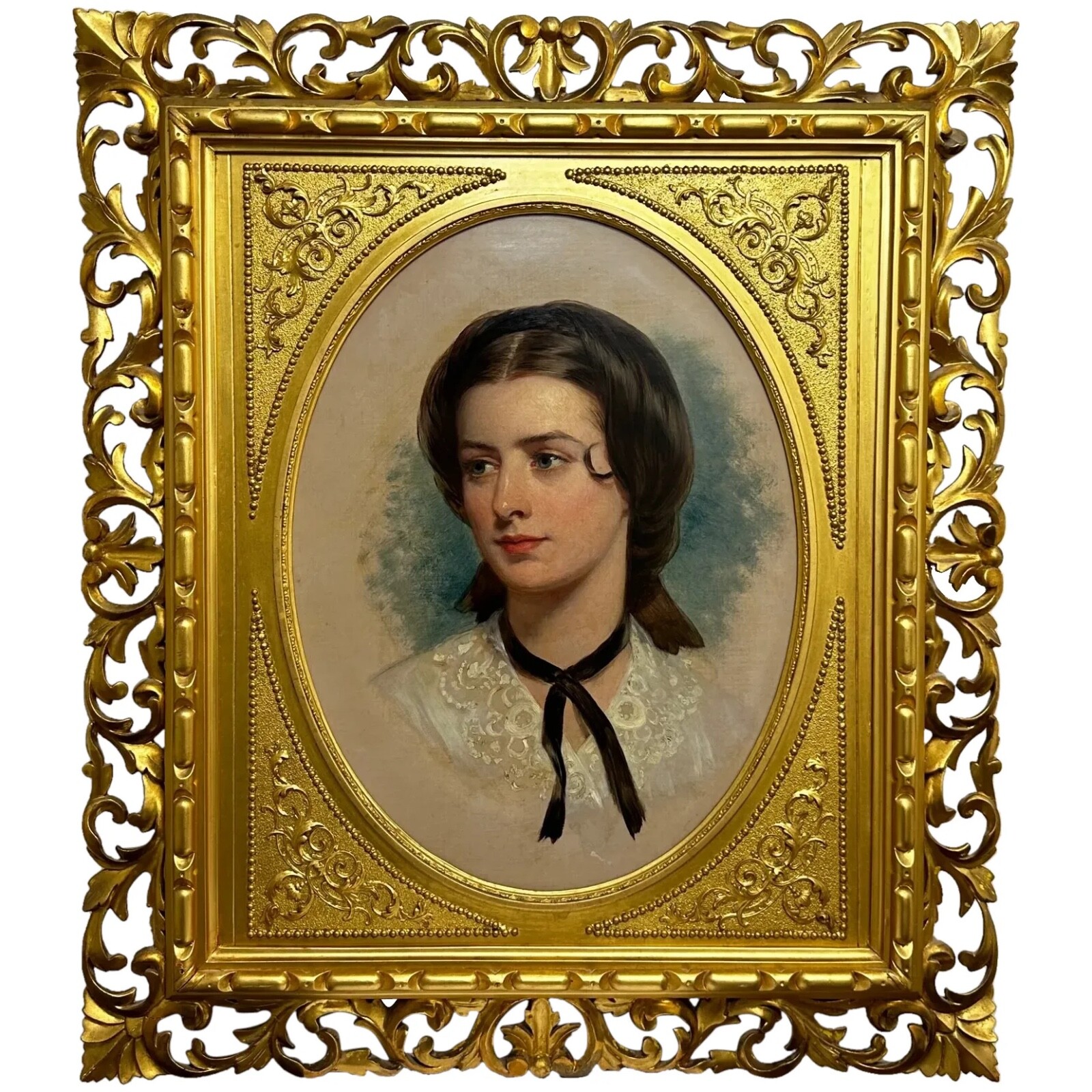 Important Victorian Oil Portrait Lady Sarah Sophia Wood née Clark By John wood