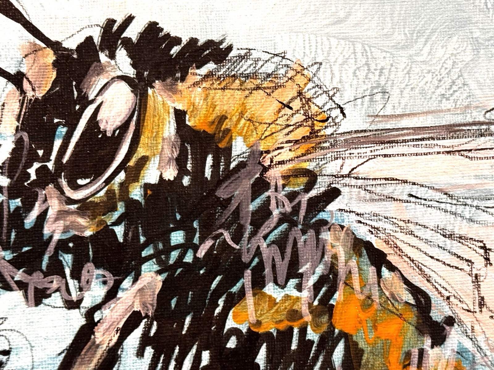 Abstract Original 11×14 Bees Expressionism Handmade Signed Wall Art Decor 111