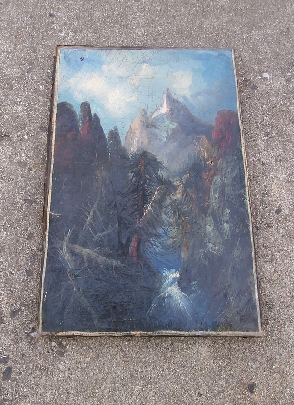 1860s Artist SIGNED «FB» 19th C. PAINTING Frederick Butman ROCKY MOUNTAIN SCHOOL